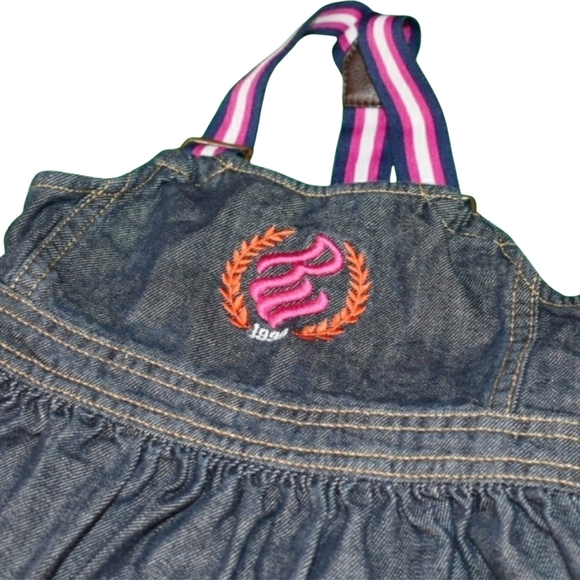Rocawear Toddler Denim Dress with Pink and White Straps Size 3T - Picture 3 of 4